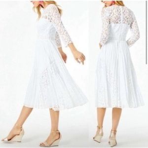 NWT Lilly Pulitzer White Aiden Midi Dress Size 4 Lace Long Sleeve Resort